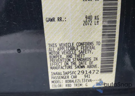 2015 Nissan Altima 2.5 S из США, поврежденный, VIN 1N4AL3AP5FC291472